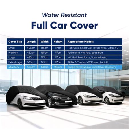Water Resistant Breathable Full Car Cover   4x4/SUV   Size 523cm (L) x 190cm (W) x 150cm (H)