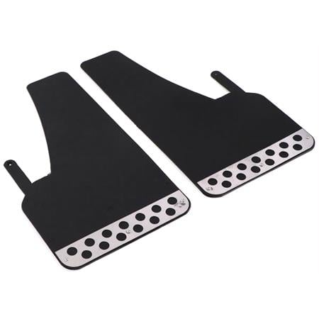 Rally Mud Flaps Pair   Black With Chrome Plate