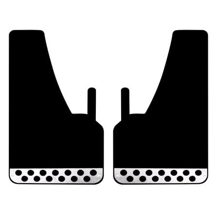 Rally Mud Flaps Pair   Black With Chrome Plate