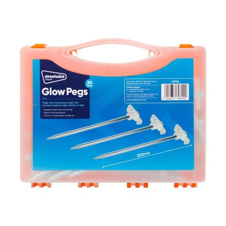 Heavy Duty Glow Tent Pegs 7x200mm   Pack of 20