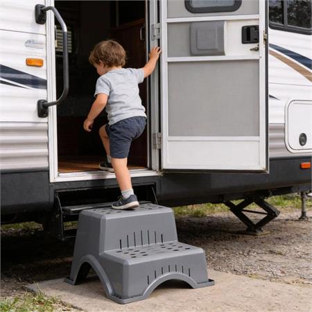 Plastic Double Step Stool – Strong, Anti Slip, Stackable, 2 Step