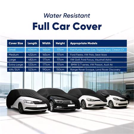 Water Resistant Breathable Full Car Cover   Small   Size 406cm (L) x 165cm (W) x 117cm (H)