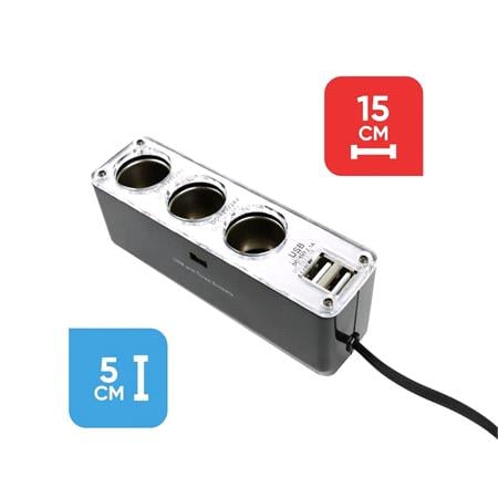 Streetwize 12V Triple Socket Adaptor & Twin USB