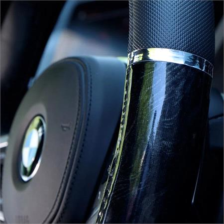 Steering Wheel Cover   Luxury   Black Metallic
