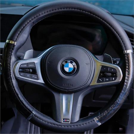 Steering Wheel Cover   Luxury   Black Metallic