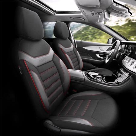 Premium Lacoste Leather Car Seat Covers INDIVIDUAL SERIES   Black Red For Toyota bZ4X 2021 Onwards