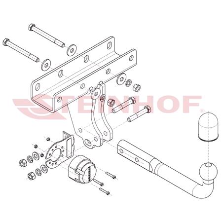 Steinhof Towbar (fixed with 2 bolts) for Jeep WRANGLER IV 2017 Onwards (2D/4D) (excl. AdBlue) (incl. Rubicon) (wheel width max: 255mm) (incl. Plug in Hybrid)
