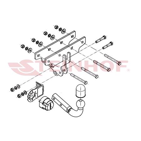 Steinhof Towbar (fixed with 2 bolts) for Jeep WRANGLER III, 2007 2018