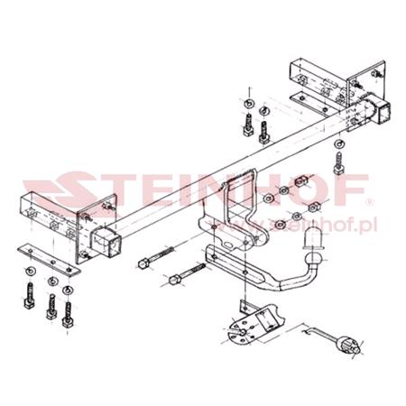 Steinhof Towbar (fixed with 2 bolts) for Kia SHUMA II Saloon, 2001 2004