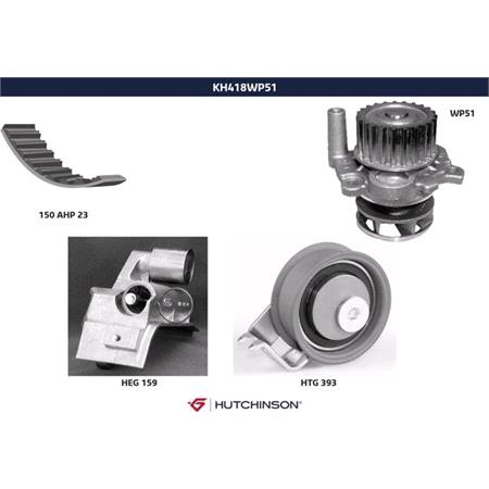 Hutchinson Timing Belt Kit with Water Pump   K418WP51