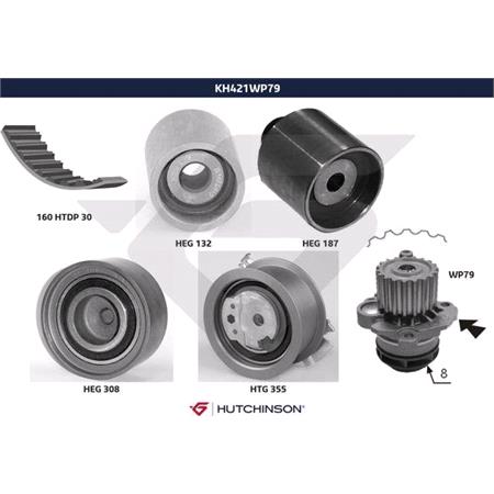 Hutchinson Timing Belt Kit with Water Pump   K421WP79