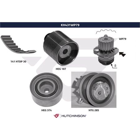 Hutchinson Timing Belt Kit with Water Pump   K431WP79