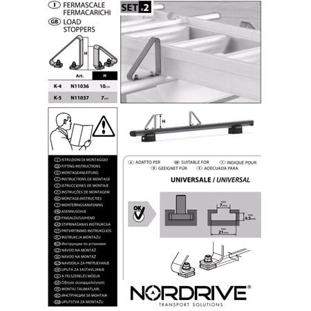 Pair Of Adjustable Load Stops For NorDrive Aluminium Roof Bars   10 cm