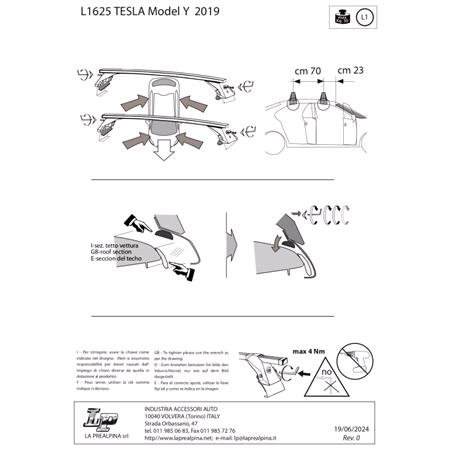 La Prealpina L1625 Fitting Kit for Tesla Y Model 2019+