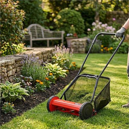 Hand Push Lawn Mower 400mm   27L Grass Catcher