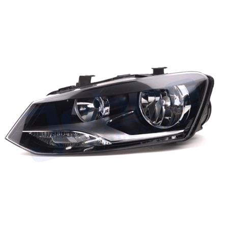 Left Headlamp (Twin Reflector, Halogen, Takes H7/H7 Bulbs, Supplied With Motor & Bulbs, Original Equipment) for Volkswagen Polo  2009 to 2017
