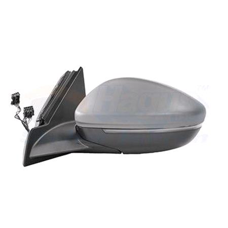 Left Wing Mirror (electric, heated, primed cover, LED indicator, power folding, puddle lamp, Blind Spot Warning) for Peugeot 208 II 2019 Onwards