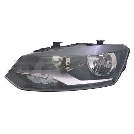 Left Headlamp (Twin Reflector, Halogen, Takes H7/H7 Bulbs, Supplied With Motor & Bulbs, Original Equipment) for Volkswagen Polo  2009 to 2017