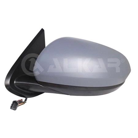 Left Wing Mirror (electric, heated, blind spot warning, primed cover) for DACIA DUSTER, 2018 Onwards