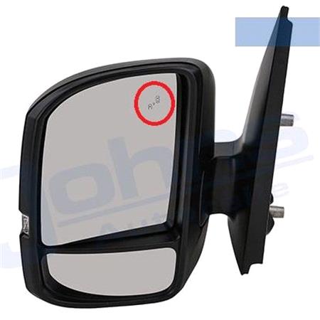 Left Wing Mirror Glass (heated, with blind spot warning lamp) and Holder for Volkswagen CRAFTER Bus 2016 Onwards