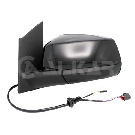 Left Wing Mirror (electric, heated, power folding, glossy black cover, blind spot warning lamp, WITHOUT aerial) for Volkswagen CADDY V MPV 2020 Onwards