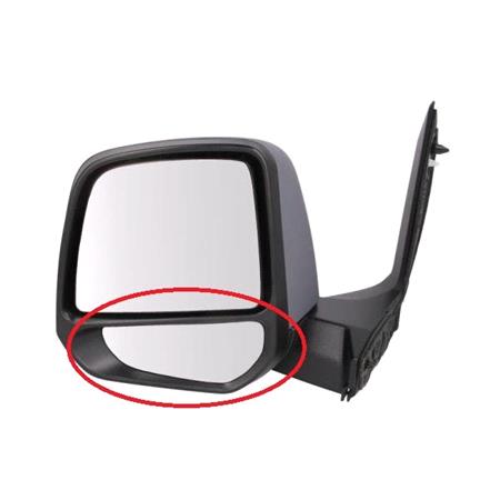 Left Wing Mirror Glass (Lower Blindspot Glass) & Holder for Ford TRANSIT CONNECT Van, 2013 2018
