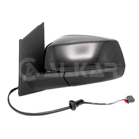 Left Wing Mirror (electric, heated, power folding, glossy black cover, WITHOUT blind spot warning lamp, WITHOUT aerial) for Volkswagen CADDY V Van, 2020 Onwards
