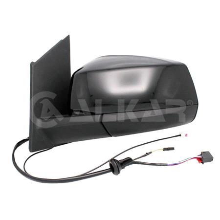 Left Wing Mirror (electric, heated, power folding, glossy black cover, blind spot warning lamp, AM/FM aerial) for Volkswagen CADDY V MPV 2020 Onwards