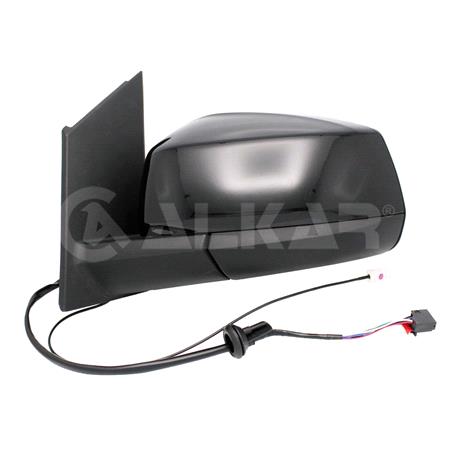Left Wing Mirror (electric, heated, power folding, glossy black cover, WITHOUT blind spot warning lamp, AM/FM aerial) for Volkswagen CADDY V MPV 2020 Onwards