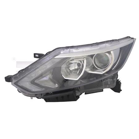Left Headlamp (Halogen, Takes H7 / H11 Bulbs, With LED Daytime Running Light, Supplied Without Motor) for Nissan QASHQAI 2014 2017