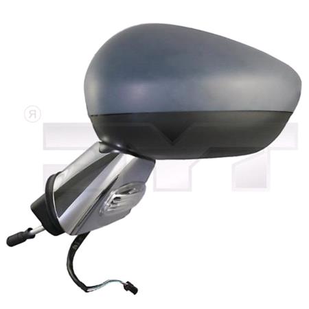 Left Wing Mirror (electric, heated, chromed arm, power folding, comes without indicator) for Citroen C3, 2009 Onwards