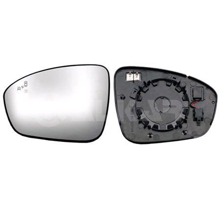 Left Wing Mirror Glass (heated, blind spot warning indicator) and holder for Renault CLIO V 2019 Onwards