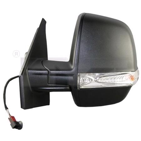 Left Wing Mirror (electric, heated, indicator, double glass, black cover) for Fiat DOBLO Cargo, 2010 Onwards
