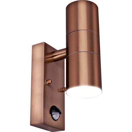 Copper Exterior Up Down Wall Light With PIR Sensor   IP44
