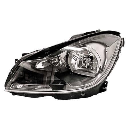 Left Headlamp (Black Bezel, Halogen, Takes H7 / H7 Bulbs, Electric Adjustment, Supplied With Motor, Original Equipment) for Mercedes C CLASS 2011 2014