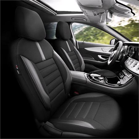 Premium Lacoste Leather Car Seat Covers LIMITED SERIES   Black Grey For Audi A5 Convertible 2017 Onwards