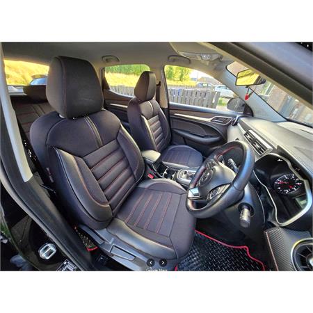 Premium Lacoste Leather Car Seat Covers LIMITED SERIES   Black Red For Renault CAPTUR II 2020 Onwards