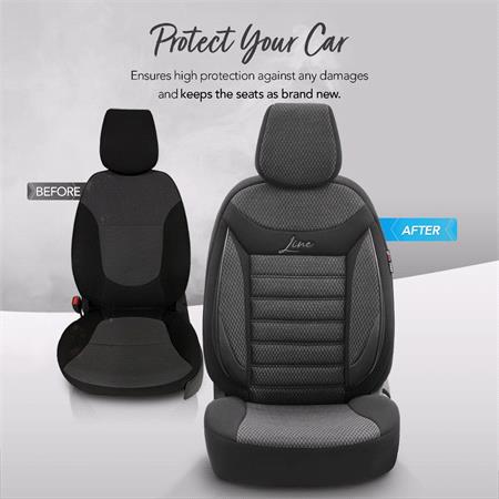 Premium Cotton Leather Car Seat Covers LINE SERIES   Black Grey For Mitsubishi MIRAGE Hatchback 1991 2003