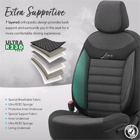 Premium Cotton Leather Car Seat Covers LINE SERIES   Black Grey For Audi E TRON 2018 Onwards