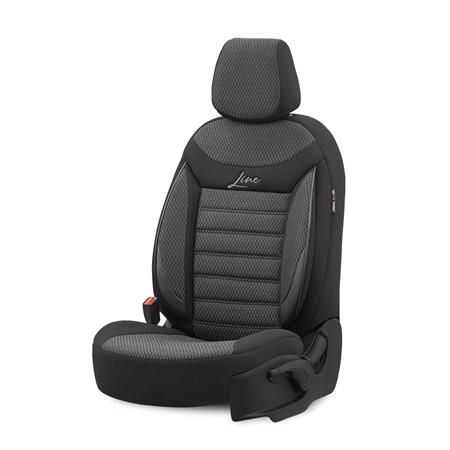 Premium Cotton Leather Car Seat Covers LINE SERIES   Black Grey For Audi E TRON 2018 Onwards
