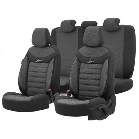 Premium Cotton Leather Car Seat Covers LINE SERIES   Black Grey For Volvo FM 10 1998 2001