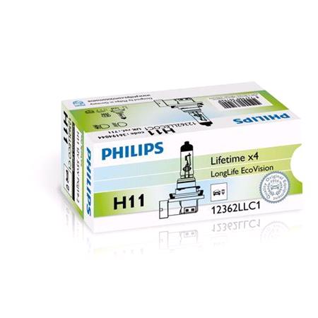 Philips LongLife EcoVision 12V H11 55W PGJ19 2 Bulb   Single
