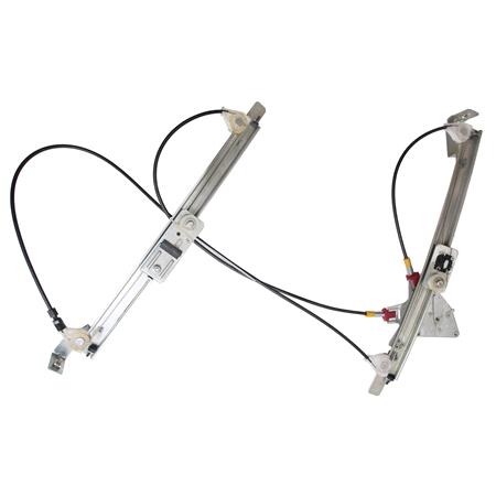 Front Left Electric Window Regulator Mechanism (without motor) for Mini One/Cooper (R50, R53), 07/005 2006, 2 Door Models, WITHOUT One Touch/Antipinch, holds a standard 2 pin/wire motor