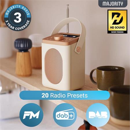 Majority Little Shelford Portable DAB Radio with Bluetooth   Cream