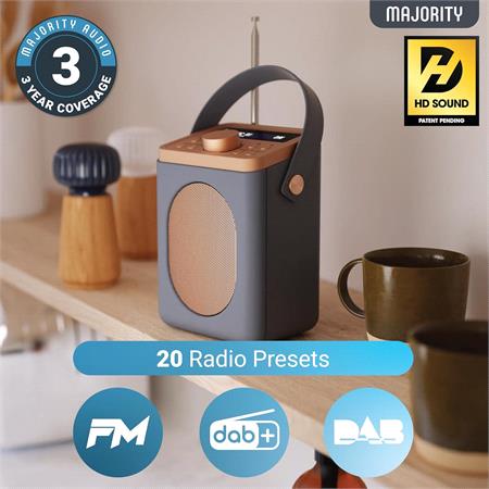 Majority Little Shelford Portable DAB Radio with Bluetooth   Grey