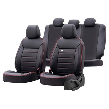 Premium Fabric Car Seat Covers LUXURY LINE   Black Red For Audi E TRON GT Saloon 2020 Onwards
