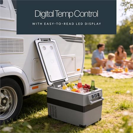 Glacier 40L Compressor Fridge/Freezer – DC 12/24V or AC 240V, Portable, Dual Zone, LED Display