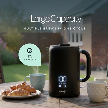 Sleek LED Display Electric Kettle with Touch Control – 1.7L