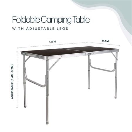 Camping Table with Adjustable Legs   120x60x70cm