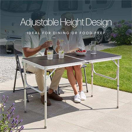 Camping Table with Adjustable Legs   120x60x70cm